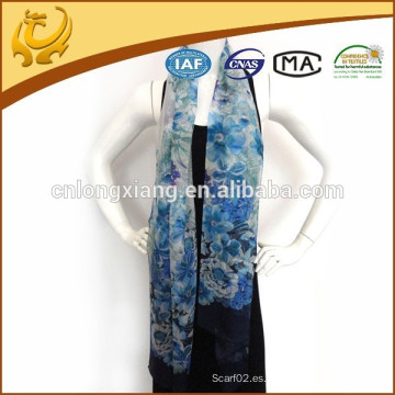 65 * 180 Long Size Thin 100% Bufandas de material de seda, fábrica China Wholesale Chiffon Impreso Shawl